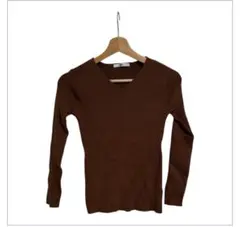 Vネック リブニット 長袖ニット トップス