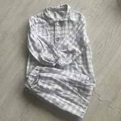 無印良品 水色チェック コットンパジャマ 100