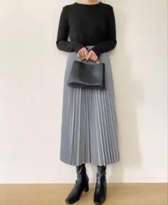 【最終お値下げです】UNIQLO:C プリーツロングスカート　gray XS