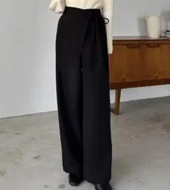 callautia 薄手ラップリボンスラックスパンツ