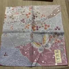 綿製 蝶と花のハンカチ