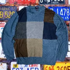 に*す様 Dockers クルーネック ニットセーター マルチカラー XL 古着