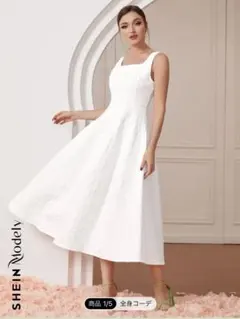 SHEIN ジャガードフレアワンピース