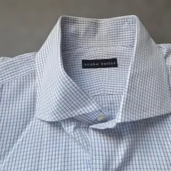 azabu tailor ライトブルーのチェック柄 長袖シャツ