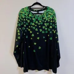 SHIN 【4XL】クローバー柄 長袖Tシャツ メンズ レディース トップス