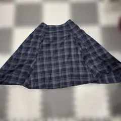 GRL ネイビー チェック フレアスカート ひざ丈