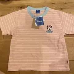 しまむら 110サイズ ミニーちゃん　Tシャツ ボーダー　ピンク