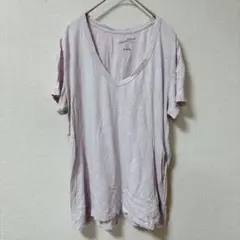 ユニバーサルスレッド Tシャツ Vネック 半袖 無地 M 紫 綿 デイリー