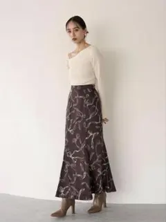SNIDELリボンプリントマーメイドスカート