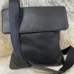 dunhill　ショルダーバッグ オールレザー 型押しロゴ 大容量 黒