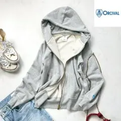 Orcival　日本製ラグラン長袖スウェットフードパーカー　ダブルジップ　977