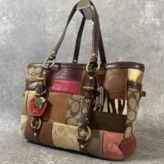 coach コーチ　トートバッグ　パッチワーク　レザー　キャンバス　A4 肩がけ