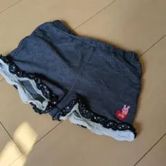 ウサギ刺繍付きダークグレー半ズボン 90cm