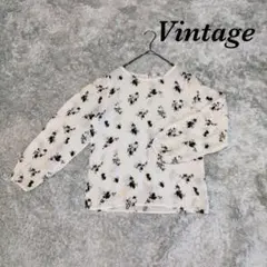 Vintage ヴィンテージ 長袖ブラウス 草木柄 シアーシャツ カジュアルのサムネイル