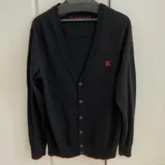 【美品】Burberry black label Vネックウールカーディガン 黒