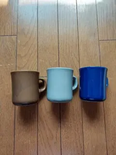 値下げ　中型マグカップ 3個セット ブラウン グレー ブルー　350ml