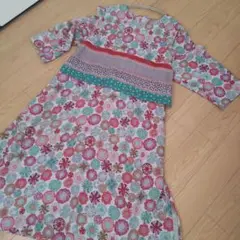 アズノウアズ 花柄ロングワンピース 七分袖 フリーサイズ