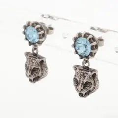 【美品✨】グッチ ピアス 両耳 シルバー キャットヘッド カラーストーンのサムネイル