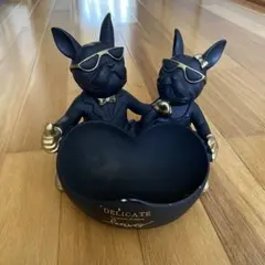 フレンチブルドッグ 小物入れ キー置き 置物 玄関トレイ ブラック