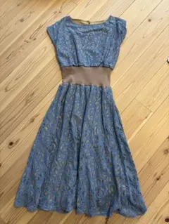 最終価格【美品】pumpkinport ワンピース キャメル×ダスティブルー