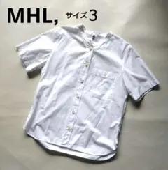 MHL，マーガレットハウエル ノーカラーシャツ バンドカラー 3 美品のサムネイル