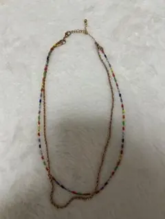 カラフルビーズの2連ネックレス