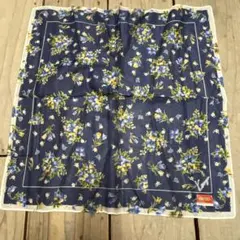 KENZO ハンカチ 花柄 ネイビー 綿100% 8＊26のサムネイル