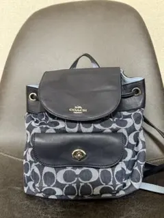 24時間以内発送　COACH デニムリュック ネイビー バックパック