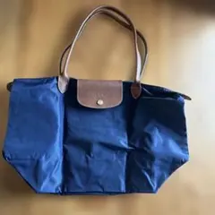 【ロンシャン】ネイビー トートバッグ ナイロン レザー