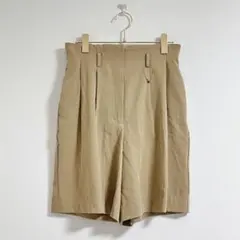 【マウジー】ベージュ プリーツ ショートハーフ パンツ M