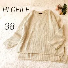 【PLOFILE】ニットセーター　長袖　アイボリー　軽量　スリット入り　M