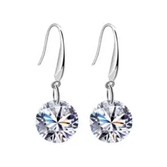 キラキラ　フックピアス　ジルコニア　シルバー【両耳セット】