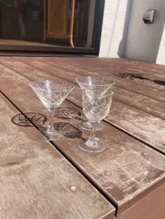 昭和レトロ カットグラス カクテルグラス 3個セット 来客用にも