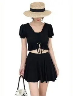 レディース 水着 モデストビキニ 2点セット フレアードスカート 内蔵ショーツ