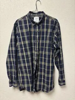 GLOBAL WORK チェックシャツ ネイビー XL