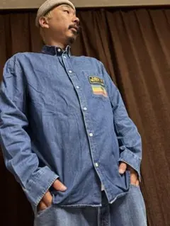 H&Mデニムシャツ ラスタワッペン