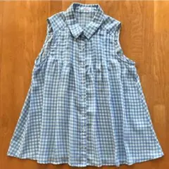 ギンガムチェック柄 レディースノースリーブブラウス