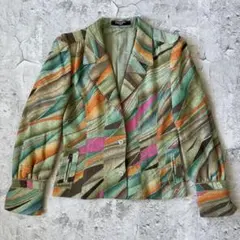 美品 LEONARD テーラードジャケット マルチカラー ウールブレンド 総柄