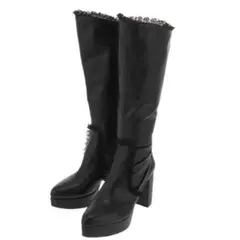 【未使用】EATME フリルロングブーツ　ブラック　益若つばさ　黒　ハイヒール