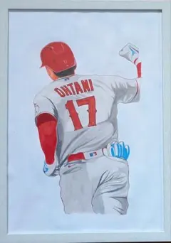 大谷翔平 イラスト フレーム付き