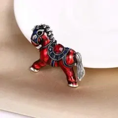 ヴィンテージ 馬のブローチ 赤 【新品】