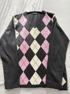 BURBERRY BLACK LABEL アーガイル Vネックセーター