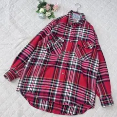 ユニクロ【L】長袖シャツ　チェック柄　ネルシャツ　両胸ポケット　カジュアル　冬