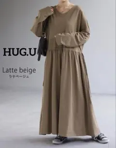 HUG.U ハグユー ロングワンピース マキシ丈 ウエストギャザー