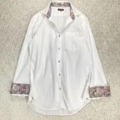 ポールスミスコレクション 長袖シャツ 花柄切替 シャドーストライプ ホワイト