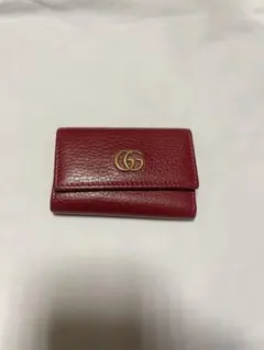 【値下げ】グッチ GGマーモント 6連レザーキーケース レッド 赤 ゴールド金具