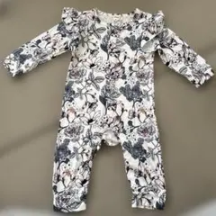 【美品】花柄フリルロンパース 80~95cm