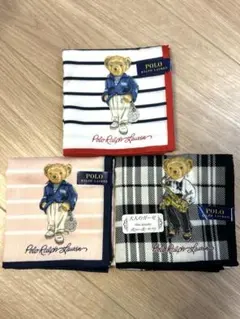 新品【Polo Ralph Lauren 】テディベアハンカチ 3枚セット