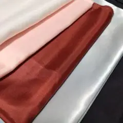 サテン生地セット（白・薄ピンク・赤茶・水色・紺）