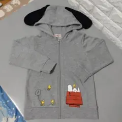 スヌーピー 耳つき　フード　パーカー グレー